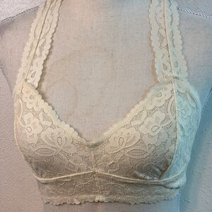 Free People Lace Halter Bralette - Soft Cream